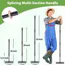 Manual Weeder Tool,8 Tines Garden Weeding Rake with Sharp Blade,55 Inch Long Handle,Heavy Duty Stand Weeding Tool for Weeding Loosening Soil Gathering Leaf Leveling Thatch Rake