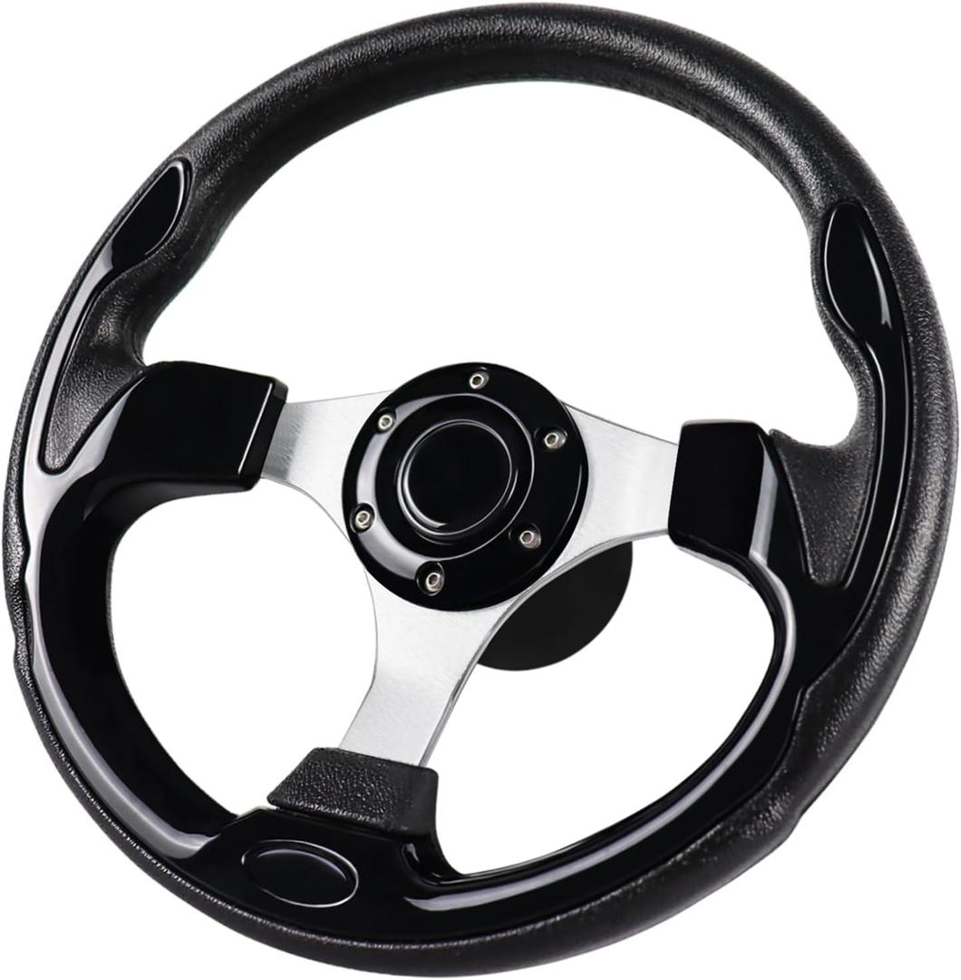 12.5inch, 3/4 Inch Axle Marine Steering Wheel Adapter, Anti-Slip Carbon Fiber Steering Wheel for Boats, Yachts, Pontoon Boats Black