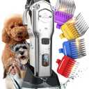 oneisall Pet Clippers for Grooming Professional,Cordless/Rechargeable Dog Grooming Kit with Detachable Metal Combs, Low Noise Heavy-Duty Dog Clippers for Thick/Curly/Fine/Wavy Hair (Sliver)