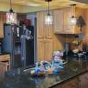 3 Pack 1 Light 5.3" Crystal Hanging Kitchen Island Pendant Light Black Finish,Concise Pendant Fixture Crystal Plate Metal Shade for Bar,Dining Room,Living Room Over Sink