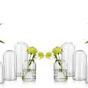 Glass Bud Vases for Flowers - Hewory Blown Modern Small Glass Vases for Centerpieces Set of 12, Mini Clear Bulk Flower Vases for Wedding Party Events Home Decor Floral Arrangement (Not Include Flower)