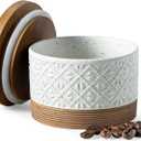 Miamolo Small Ceramic Jar with Lid, Coffee Container Kitchen Food Storage Jars for Spice Sugar Candy Matcha, Mini Kitchen Spice Jars for Counter, Home, Pantry - White & 5 fl.oz