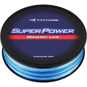 KastKing SuperPower Braided Fishing Line - Abrasion Resistant Braided Lines  Incredible Superline  Zero Stretch  Smaller Diameter  A Must-Have! (15LB(300 Yds), X4-New-Blue Camo)