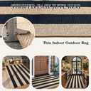 Lahome Striped Easy Jute Outdoor Patio Rug, 3x5 Washable Rugs for Entryway Porch, Farmhouse Neutral Non Shedding Indoor Outdoor Carpet for Entry Kitchen Guestroom Deck Foyer