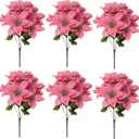 ACJRYO 6 Pack Artificial Poinsettia Bushes, 13.8 Inch Faux 7 Stems Christmas Red Poinsettia Bouquet Bushes Floral Picks Poinsettia Flowers Artificial for Holiday Wedding Home Decoration (Pink)