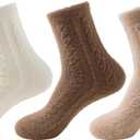 Womens Cozy Crew Socks Soft Winter Sleeping Christmas Fuzzy Ankle Socks 3 Pairs Size 5-10 (Solid Color D)