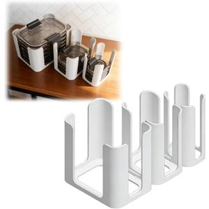3Pcs 10-Lid Stacking Organizer Compatible with Rubbermaid Brilliance Containers Holds 30 - Lid Organizer Storage for Tiny, Small, Medium Lids (White)
