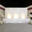 MYOYAY Ice Silk White Backdrop Curtain 10x10ft Wedding Stage Backdrop Drapes Wrinkle Free Photo Backdrop Drapes for Party Bridal Baby Shower Reception Graduation Decorations