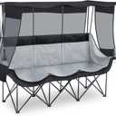 Teenyyou 3 Person Camping Chair with Canopy Shade 700lbs Heavy Duty Oversized Beach Camping Chair with Thick Cushion Cup Holder and Carry Bag, Foldable Portable Sofa for Lawn Beach Outdoor(Black)