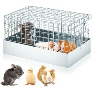 DoubleFill 14 x 8 x 8 Inch 1 Hole Folding Guinea Pig Carrier Chinchilla Carrier Portable Hamster Travel Cage with Tray Handle for Rabbit Chick Bird Small Animal Transport Temporary Housing Pet Habitat