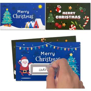 100 PCS Christmas Scratch Off Cards, DIY Custom Christmas Scratch Off Stickers, Your Own Game Tickets for Prizes Gift Scratch Cards for Small Business Holiday Birthday Party Favors Games Supplies (100-Blue Green)