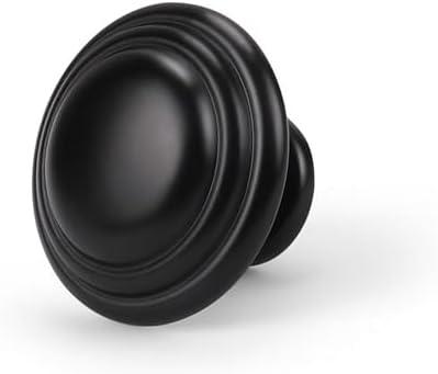 NIZADO Black Dresser Drawer Knobs 12 Pack, Solid Kitchen Cabinet Knobs, Stepped Round Handle Pulls for Bedroom Bathroom, Diameter: 1.32 Inch(33.5mm)