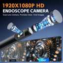 Dual Lens Endoscope Camera with Light, 1920P HD Borescope Camera with 4.3" LCD, 8 Adjustable LEDs, 16.4FT Semi-Rigid Cable & 32GB Card-IP67 Waterproof Inspection Borescope for Sewer/Drain/Pipe(Black)