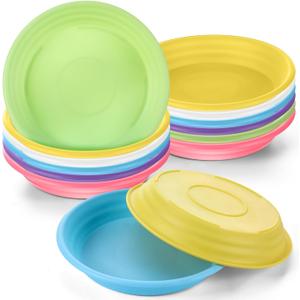 Zubebe 12 Pcs 9 Inch Round Plant Saucer Tray Multicolor Plastic Water Tray Heavy Duty Flower Pot Saucers Sun Resistant Plant Trays for Indoor and Outdoor Decor