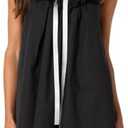 Women Y2K Babydoll Mini Dress Cute Bow Lace Trim Pleated Ruffle Short Sundress Casual Party Vacation One Pieces Size S Black