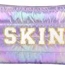 Hiroyuki Iridescent Makeup Bag, 14 inches Cosmetic Bag, Large Capacity Travel Pouch (Skin, purple)