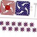 Happyyami 12pcs Patriotic Wind Spinners for Memorial Day Outdoor Pinwheel Decorations for Garden Independence Day and Decor Durable Lightweight Easy to Use