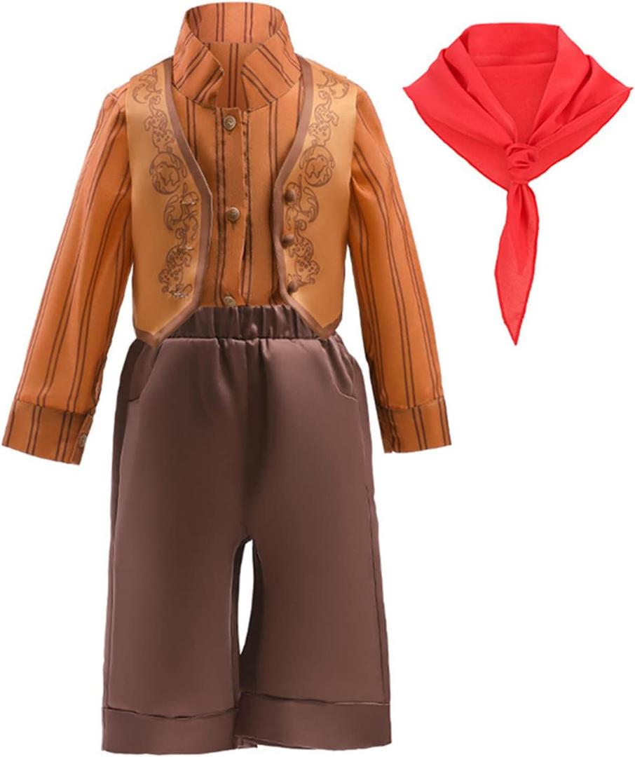 Toddler Kids Costume Vest Halloween Cosplay Shirt Outfit with Scarf for Boys Girls