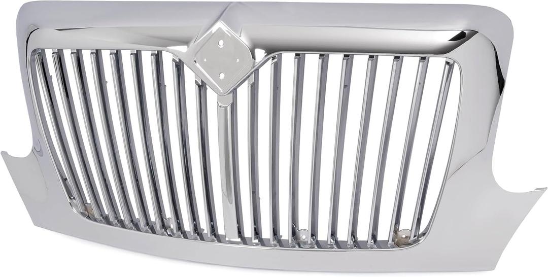 ALMULOO Front Grill Compatible with 2002-2019 International Durastar 4100 4200 4300 4400 Base w/o Mesh Grille Chrome