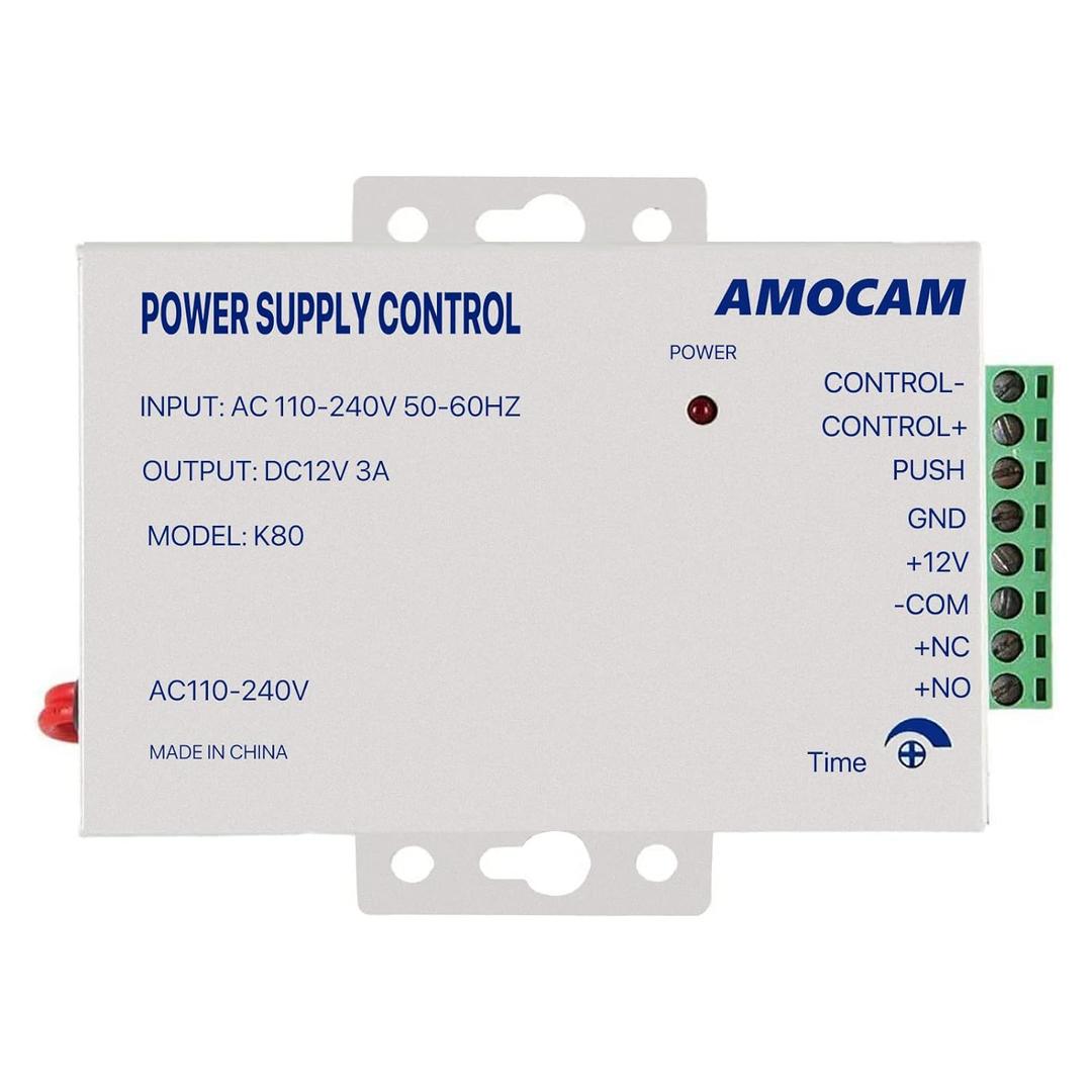 K80 Power Supply Control, AC 110-240V to DC 12V Power Supply for Door Access Control System, Video Doorbell, Electric Strike Lock, Bolt Lock, Magnetic Lock, Power Supply Controller