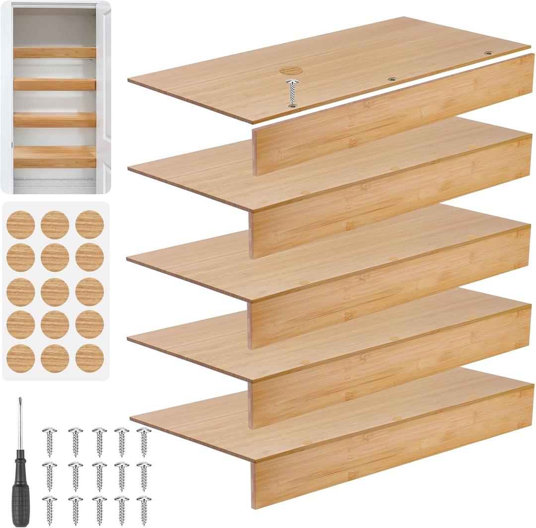 5 Pcs Bamboo Wood Wire Shelf Cover, Wire Rack Covers for Shelves, 24 x 12 Inch Shelf Covers for Wires Shelving, Board for Pantry, Store, Kitchen, Removable Closet, Office 5 Pcs Bamboo Wood Wire Shelf Cover, Wire Rack Covers for Shelves, 24 x 12 Inch Shelf Covers for Wires Shelving, Board for Pantry, Store, Kitchen, Removable Closet, Office