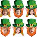 2 x 50Pcs St. Patrick's Day DIY Cutouts, March Leprechaun Hat and Beard Paper Cutting Green Irish Bulletin Board Decor with DIY Photo Space for Classroom Party Wall Decor