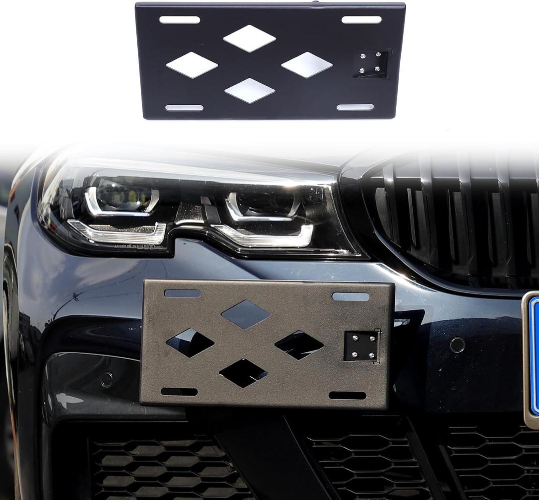 Car Front License Plate Frame Compatible with BMW 3 Series G20 G21/4 Series G22 G23 2020-2025 Front Bumper Tow Hook License Plate Mount Bracket License Plate Tag Holder Mounting Mount Adapter Kit