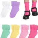 Witwot Ruffle Socks for Girls Kids Toddler Turn Cuff Dress School Uniform Sock Size 2-3
