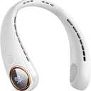 Neck Fan - Bladeless Portable Neck Fans, with LED Display, 4 Speeds, 5000mAh Personal Wearable, USB Rechargeable Cooling Hands Free, Travel Gifts for Men, Women (White)