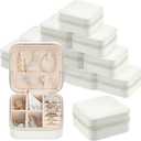 Taiyin Travel Jewelry Case, Bridesmaid Gifts Mini Jewelry Organizer, PU Leather Portable Earring Box for Women Girls (White)