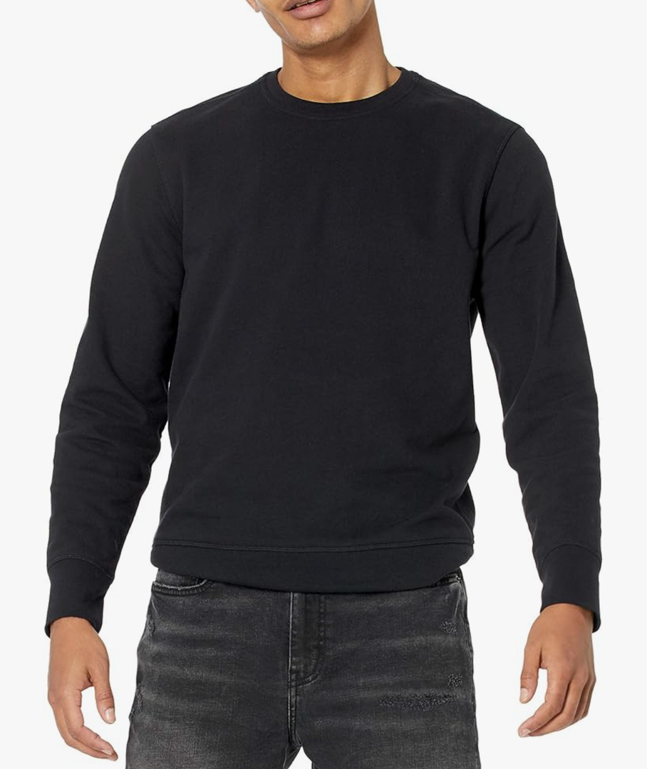 Amazon Essentials Men's Long-Sleeve Lightweight Fleece French Terry Crewneck Sweatshirt, Size M