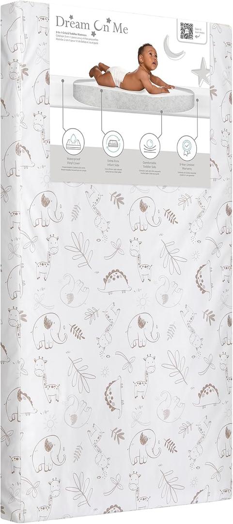 Dream On Me Exclusive 2-in-1 Full Size Crib & Toddler Mattress
Dual Sided, Waterproof, GREENGUARD Gold & BSA Verified, Made in USA, Fits Standard Full-Size Cribs & Toddler Beds 52" x 28"