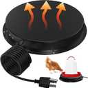 Chicken Water Heater for Winter, 11'' Heated Waterer Base for 1-5 Gallon Metal/Plastic Poultry Waterer, Built-in Thermostat (77 Auto Shut-Off), 110W Coop Heater with 6.6ft Power Cord