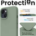 JELE Shockproof Designed for iPhone 13 Case, Liquid Silicone Phone Case with [Soft Anti-Scratch Microfiber Lining] Military Grade Drop Protection Slim Thin Cover, 6.1 inch, Calke Green