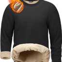 G Gradual Sherpa Lined Sweatshirts for Men Fleece Crewneck Sweatshirt Pullover Tops for Warm Winter, Black, Large