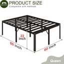 Yicensen 22 Inch High Queen Bed Frame Rounded Corner No Box Spring Needed, Heavy Duty Metal Queen Size Platform Bed Frame, Easy Assembly, Noise Free, Black