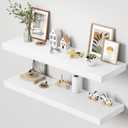 Dreamland 48" Floating Shelves for Wall, 12" Deep Thicker White Floating Shelves, Wall-Mounted Shelves for Bedroom, Living Room, Kitchen, Bathroom - Set of 2