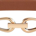 JASGOOD Women Stretchy Waist Belt Retro Elastic Skinny Belt for Ladies with Gold Buckle (L Belt Length 35in,Up to 39in, brown)