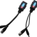2PCS BNC DC 2 in 1 Transmitter 8MP Coaxial Twisted Pair Transmitter BNC Connector to Network Cable Feeder 17cm/6.7inch for Video Equipment Cameras Monitors Transceiver with Power Connector