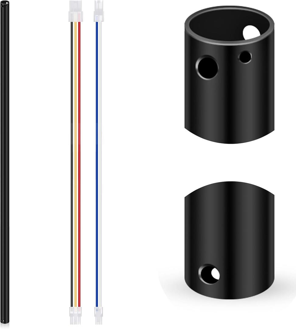 VIHOSE 48 Inch Ceiling Fan Downrod with Extension Cord 4 ft Black Downrod for Ceiling Fan 1 Inch Outside Diameter Not Threaded Suitable for a Wide Range of Fans