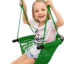 JKsmart Swing Seat for Kids Heavy Duty Rope Play Secure Children Swing Set,Perfect for Indoor,Outdoor,Playground,Home,Tree,with Snap Hooks and Swing Straps,440 lbs Capacity,Green