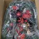 GarveeHome 6 ft Artificial Christmas Wreath for Front Door with LED Lights, Red Balls & Flowers, Pine Needles Decoration for Home Office Wall Window Fireplace Winter Holidays