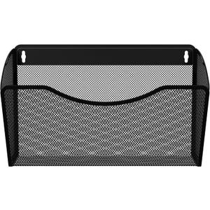 EasyPAG Mesh Wall File Organizer | Vertical Mounted Single Pocket Holder for A4/Letter Size Files - Rust-Proof Metal Organizer for Office, Home, School, Black