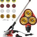 Electric Diamond Polisher Machine+Telescopic Rod 3800W 6 Speed Gears Triple Head Concrete Diamond Grinder for Metal,Stone,Cement Brick Surface Grinding,Epoxy Resin Removal Rock Granite