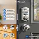 Veise Fingerprint Door Lock with 2 Knobs - Keyless Entry Door Lock with Handle, Electronic Keypad Deadbolt, Smart Front Handle Set, Auto-Locking, Waterproof, Easy Installation, Satin Nickel