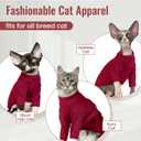 Dentrun Sphynx Hairless Cats Shirt Pullover Kitten T-Shirts, Breathable Cat Wear Turtleneck Sweater Adorable Cat's Clothes Vest Pajamas Jumpsuit, Size: M