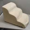 Dog Stairs for Small Dogs,3 Step Dog Ramp for Couch and Bed,Pet Stairs with Non-Slip Bottom for Old Cats,Indoor Pet Steps,Comfort,Durable,15.4" H (Beige)