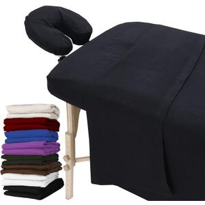 London Linens Extra Thick 3 Piece Massage Table Sheets Set - 100% Natural Cotton Flannel - Includes Massage Table Cover, Fitted Sheet, Face Rest Cover (Exotic Black)