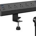 Jgstkcity Desk Clamp Power Strip USB C,40W Total Fast Charging Station,4 PD 20W USB C Ports,Desk Edge Mount Surge Protector,5 Outlets,Fit 1.96" Tabletop Edge,ETL Listed