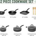 Goodful Ceramic Nonstick Pots and Pans Set, Premium Ceramic Coating Made without PFOA, PTFE or PFAS, Dishwasher Safe, 12-Piece, Charcoal Gray, 12-Piece Nonstick Cookware Set